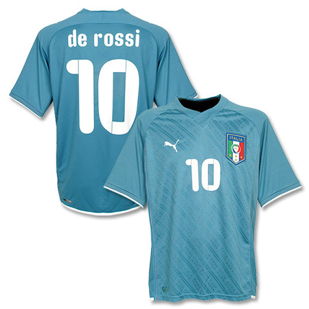 09-10 ITALY Home(Confederations Cup Shirt) + 10 DE ROSSI + 2006 World Champions Patch (Size:M)